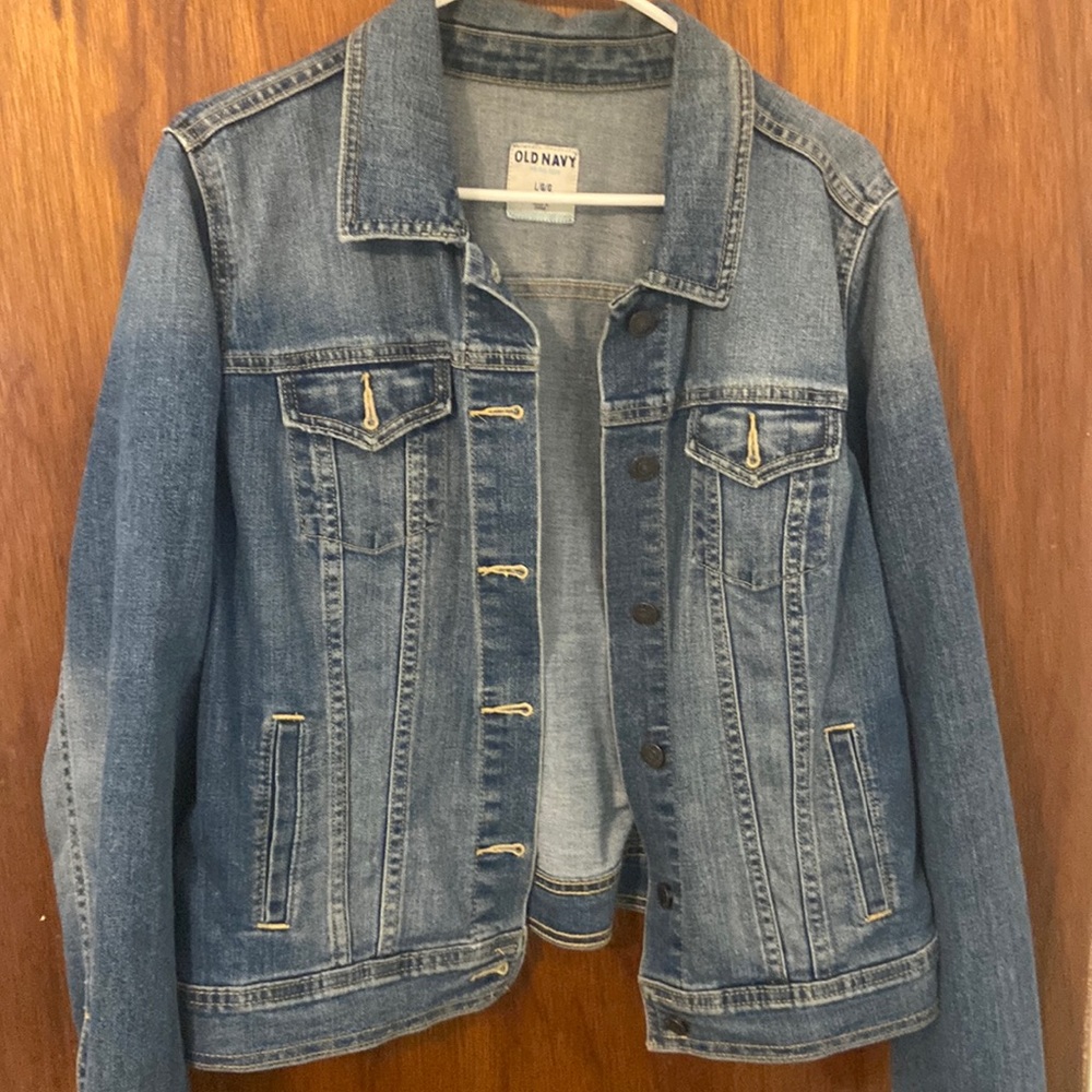 Old Navy Blue Jeans Womens 100% Cotton Denim Jacket Medium Wash Size Large